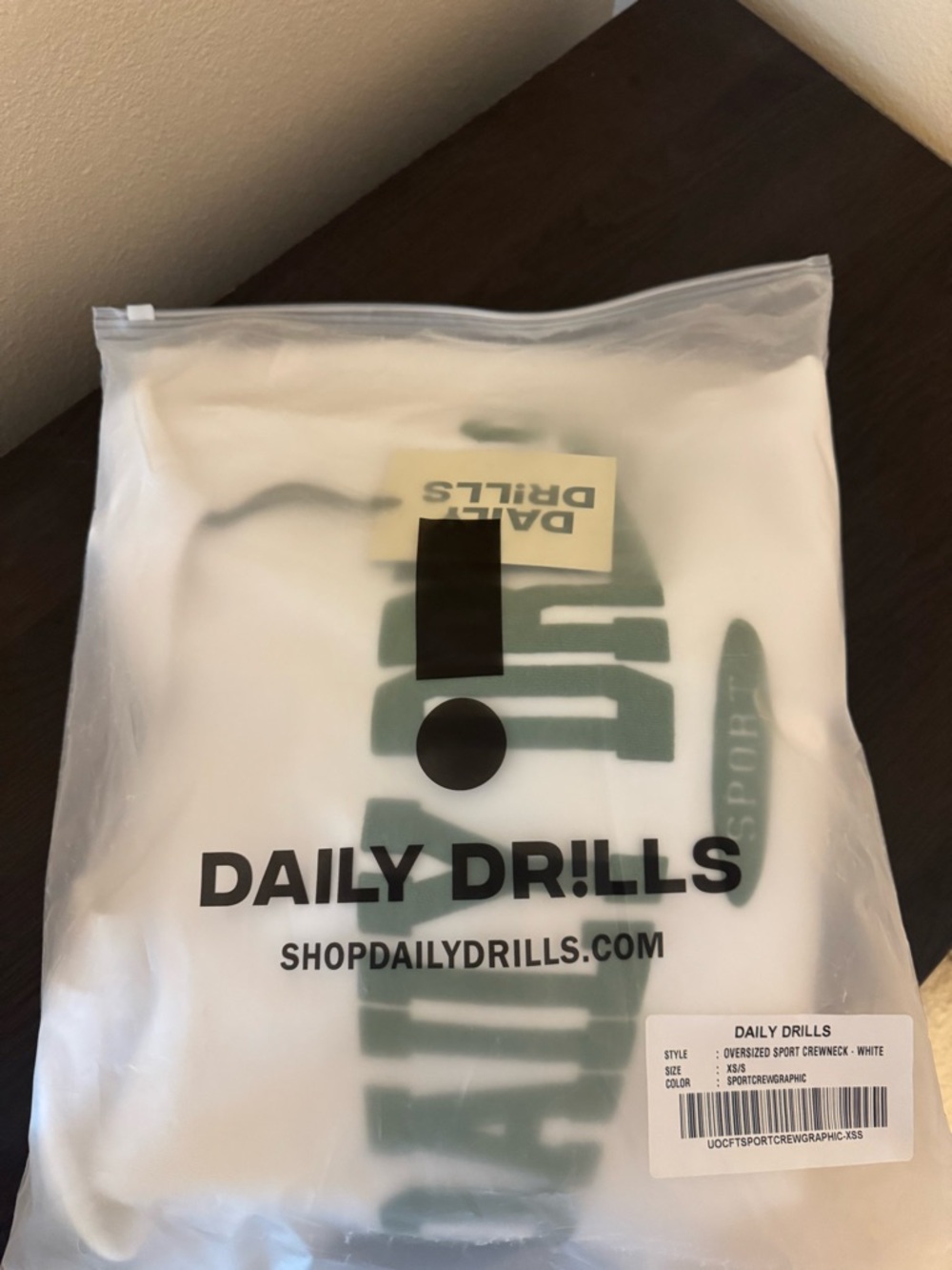 Daily Drills White Crewneck Sweatshirt with Green Logo - Picture 2 of 2